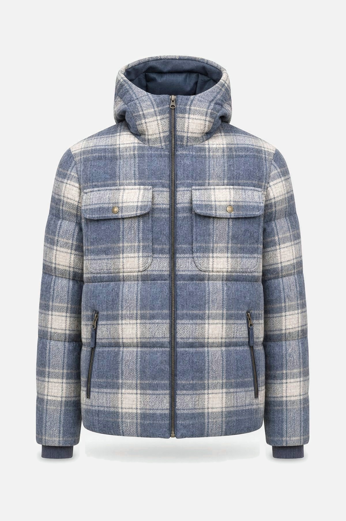 Herren Winterjacke Karo, blau kariert